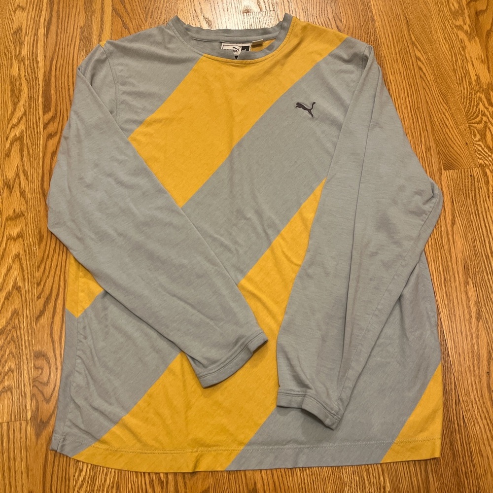 Puma Gray and Yellow Long Sleeve Shirt
